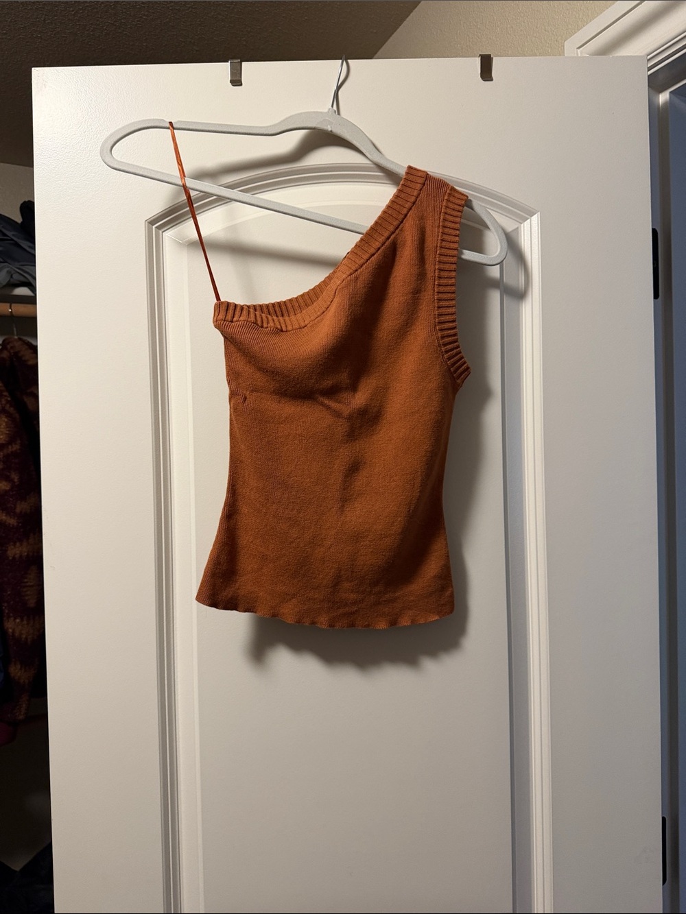 The Fifth Label One-Shoulder Rust Orange Knit Tank